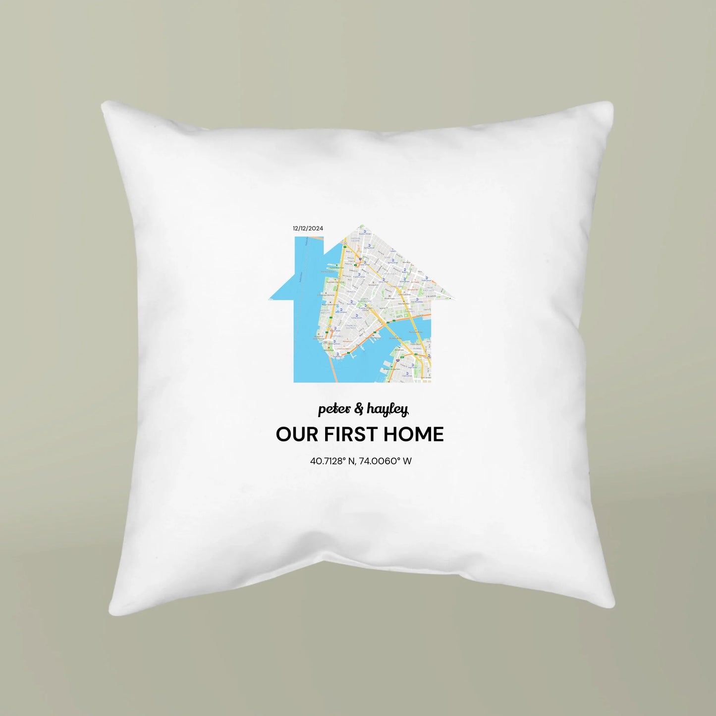 "Home Is Where The Map Is" Personalized Throw Pillow