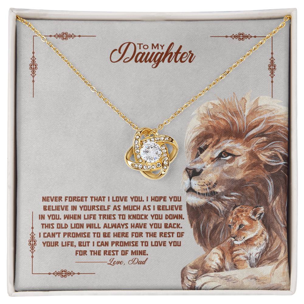 To My Daughter – Love Knot Necklace with Lion & Cub Gift from Dad