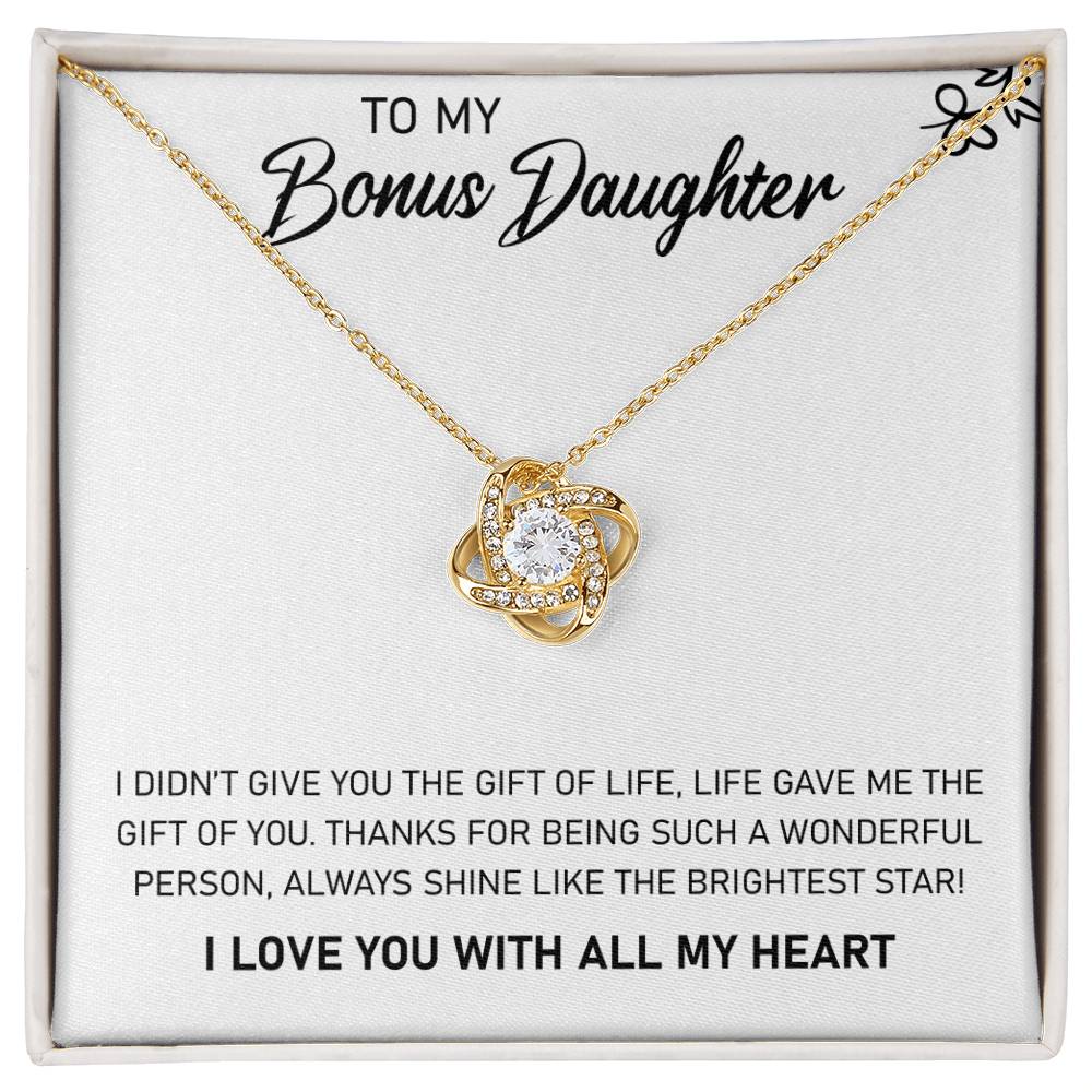 To My Bonus Daughter – Love Knot Necklace Gift from Stepmom or Stepfather