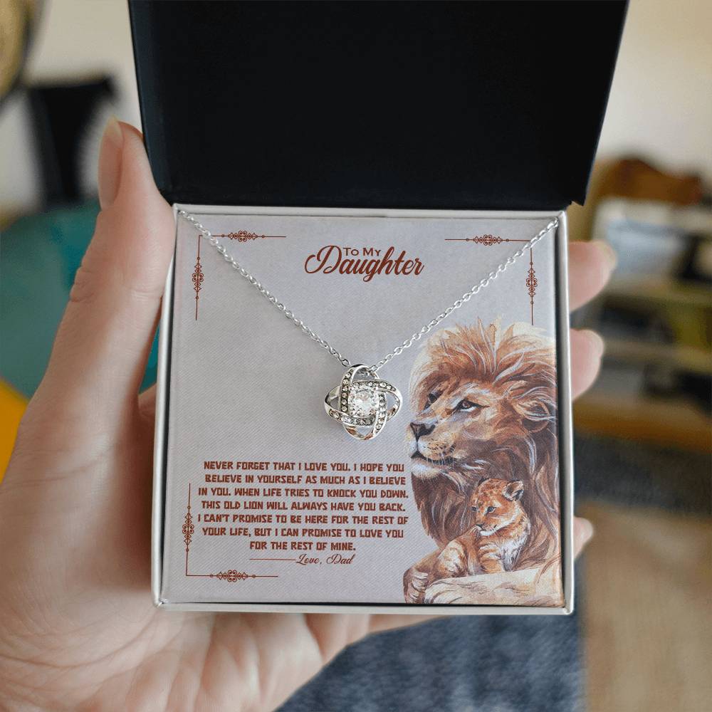 To My Daughter – Love Knot Necklace with Lion & Cub Gift from Dad