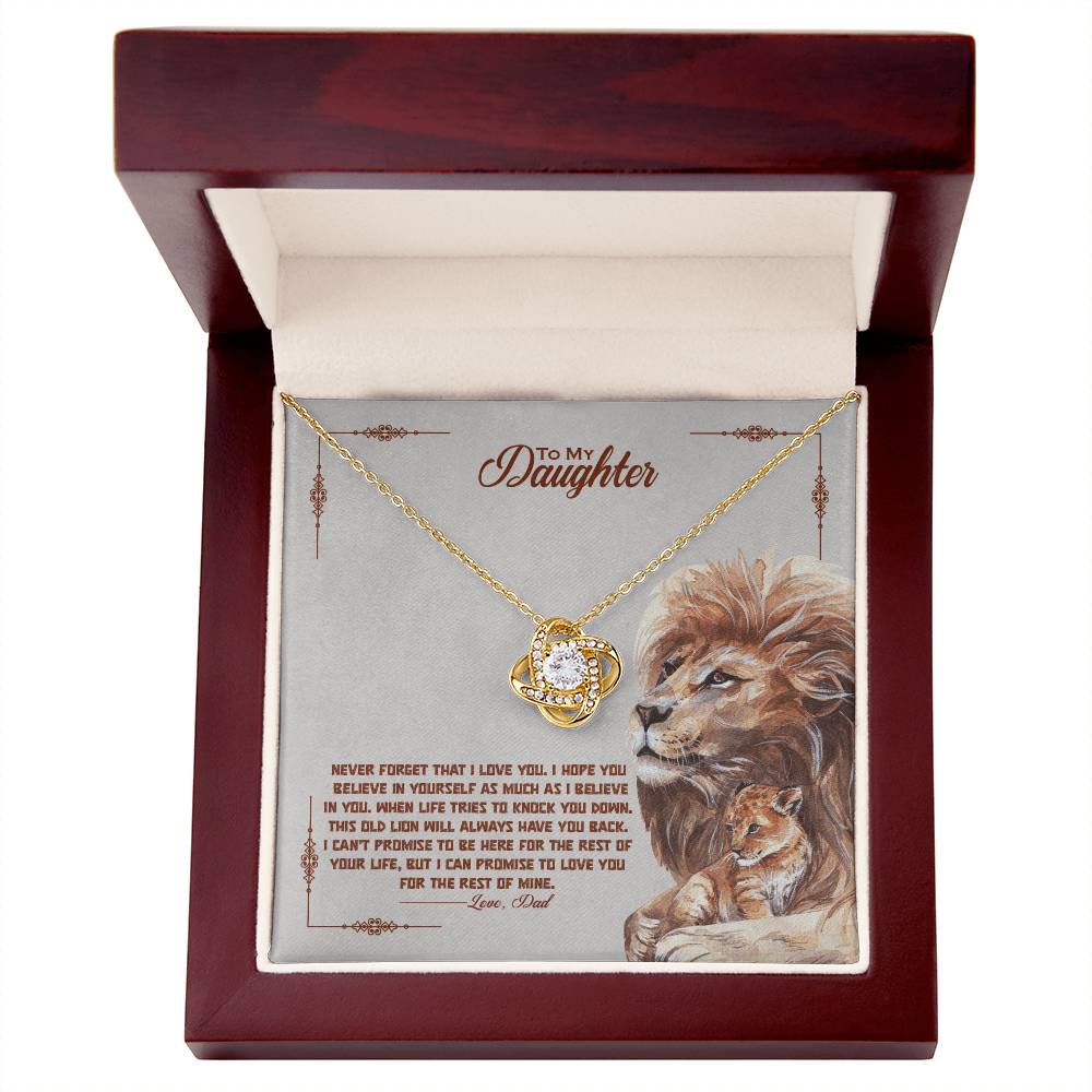 To My Daughter – Love Knot Necklace with Lion & Cub Gift from Dad