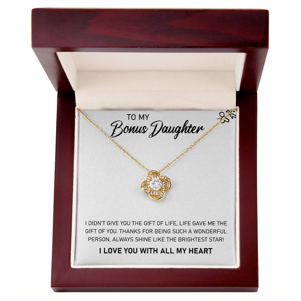 To My Bonus Daughter – Love Knot Necklace Gift from Stepmom or Stepfather