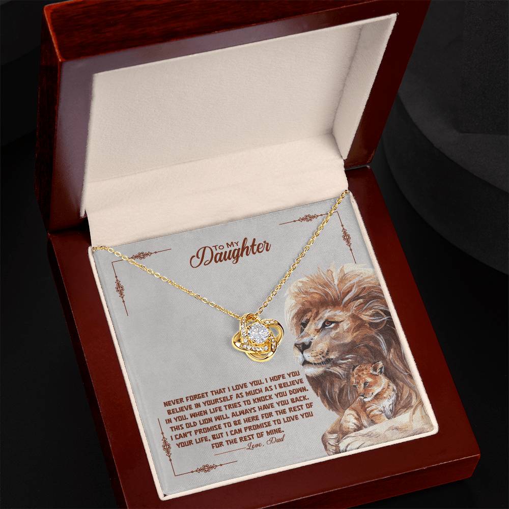 To My Daughter – Love Knot Necklace with Lion & Cub Gift from Dad