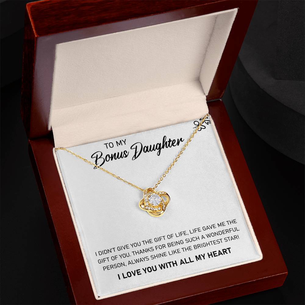 To My Bonus Daughter – Love Knot Necklace Gift from Stepmom or Stepfather