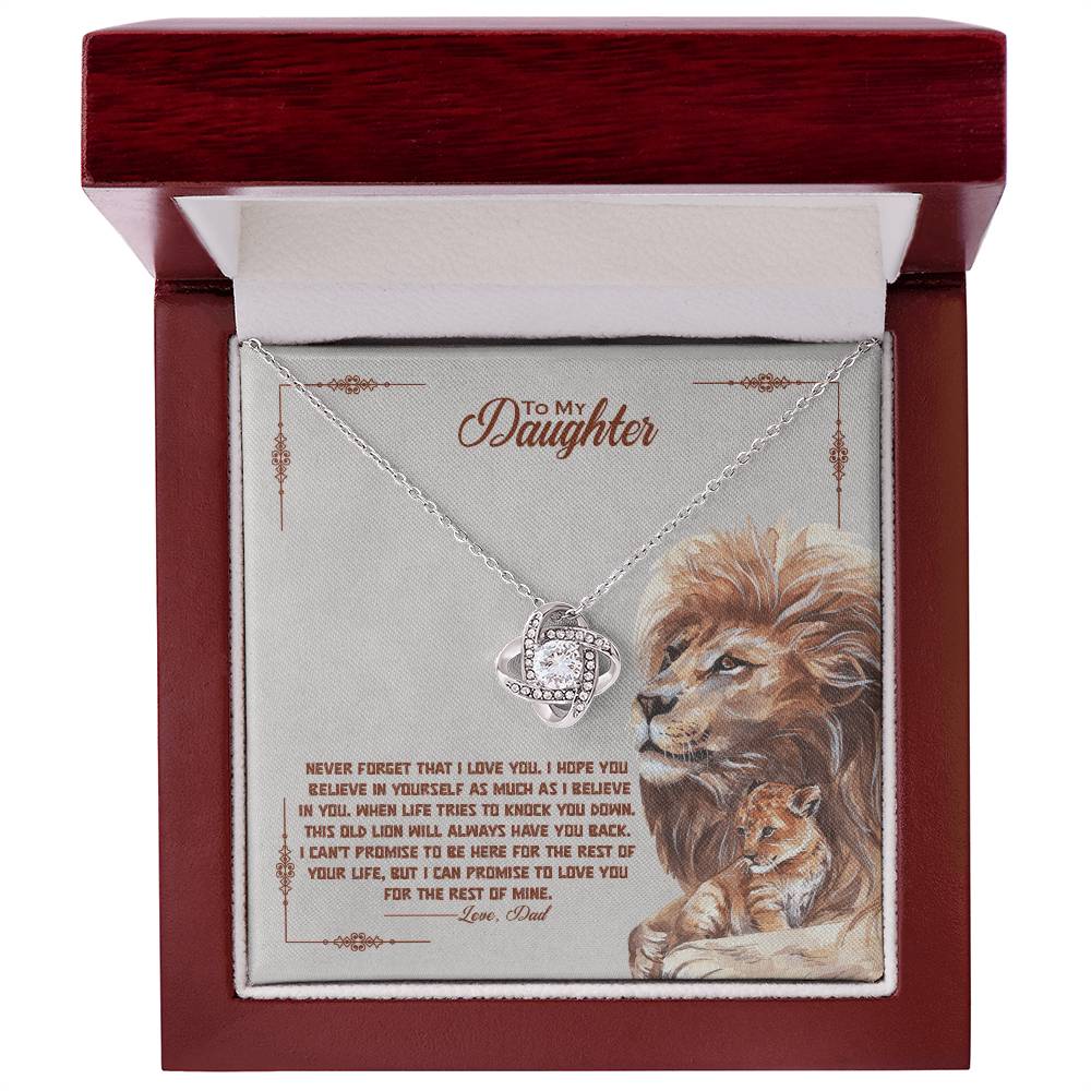 To My Daughter – Love Knot Necklace with Lion & Cub Gift from Dad