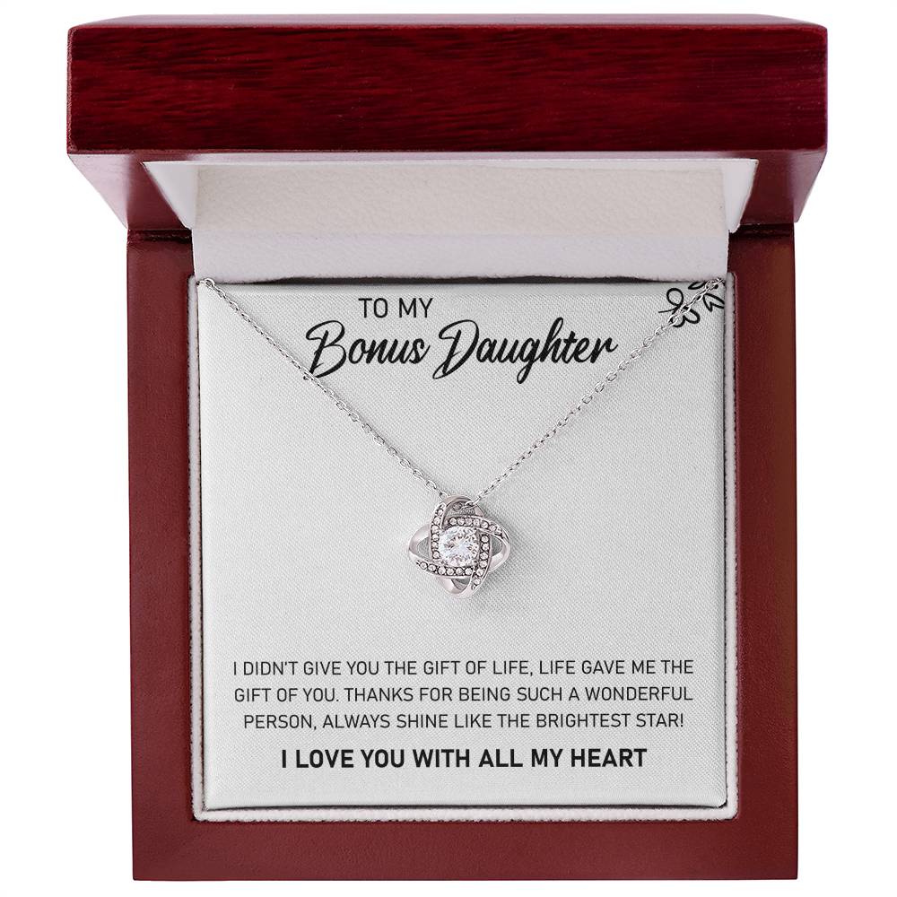To My Bonus Daughter – Love Knot Necklace Gift from Stepmom or Stepfather