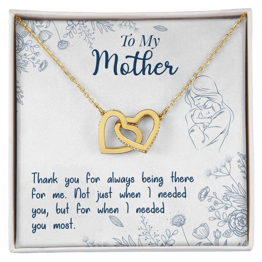 To My Mother – Interlocking Hearts Necklace with Message Card