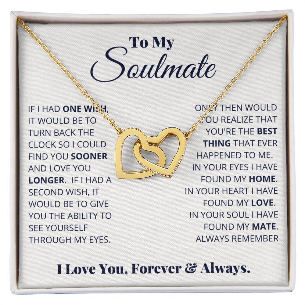 To My Soulmate – Interlocking Hearts Necklace with Message Card