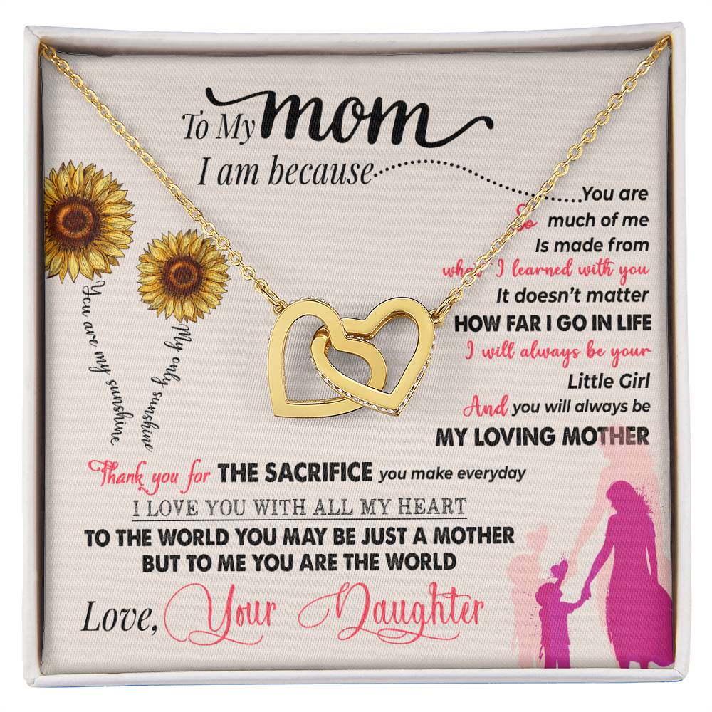 To My Mom – Interlocking Hearts Necklace Gift from Daughter - Thank You For Everything