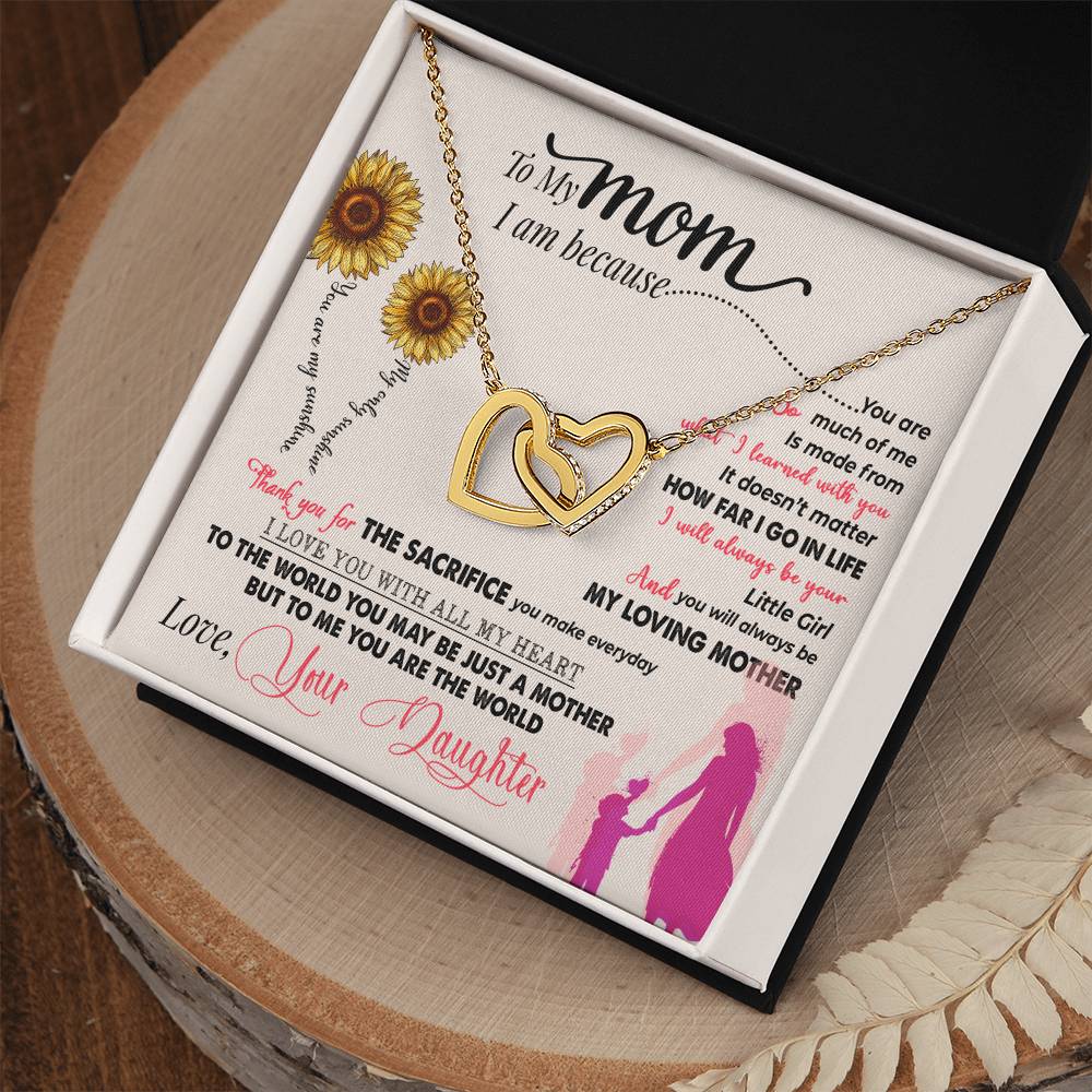 To My Mom – Interlocking Hearts Necklace Gift from Daughter - Thank You For Everything