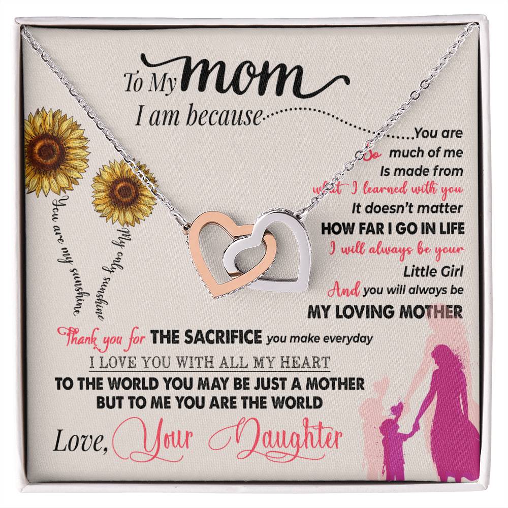 To My Mom – Interlocking Hearts Necklace Gift from Daughter - Thank You For Everything