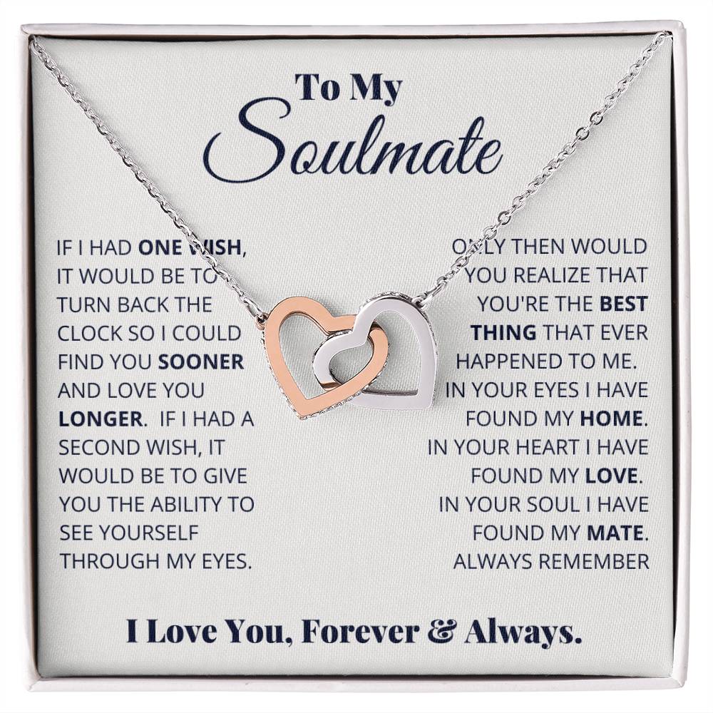 To My Soulmate – Interlocking Hearts Necklace with Message Card