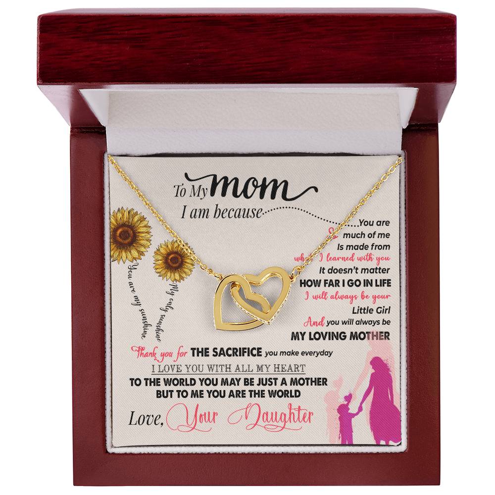 To My Mom – Interlocking Hearts Necklace Gift from Daughter - Thank You For Everything