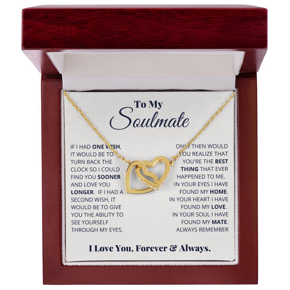 To My Soulmate – Interlocking Hearts Necklace with Message Card