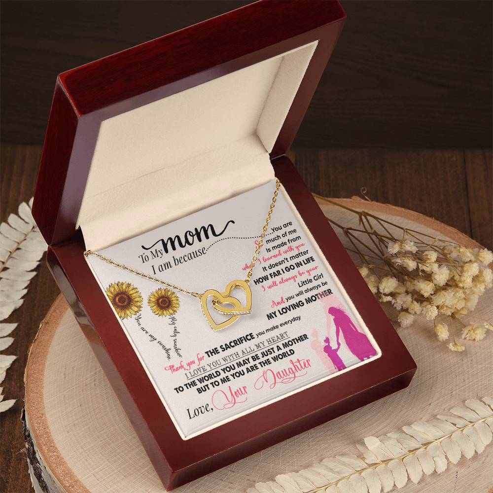 To My Mom – Interlocking Hearts Necklace Gift from Daughter - Thank You For Everything