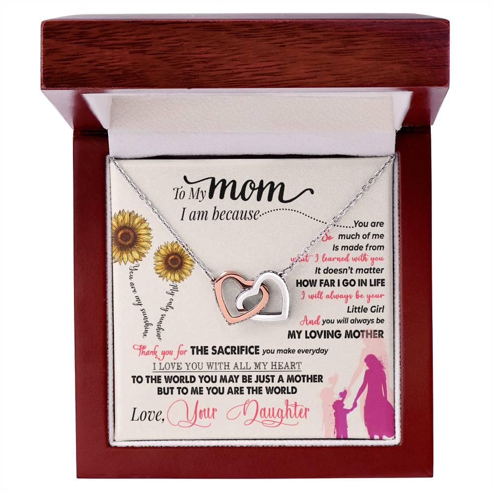 To My Mom – Interlocking Hearts Necklace Gift from Daughter - Thank You For Everything