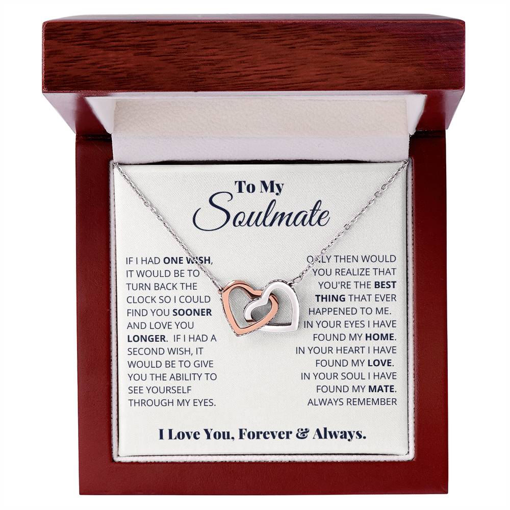 To My Soulmate – Interlocking Hearts Necklace with Message Card