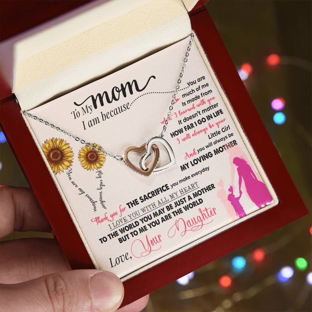 To My Mom – Interlocking Hearts Necklace Gift from Daughter - Thank You For Everything