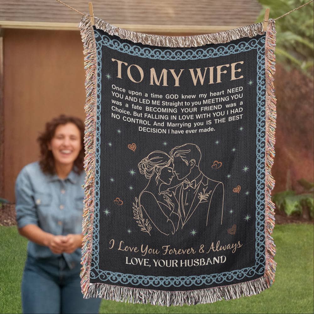 To My Wife – Woven Heirloom Cotton Blanket Gift from Husband