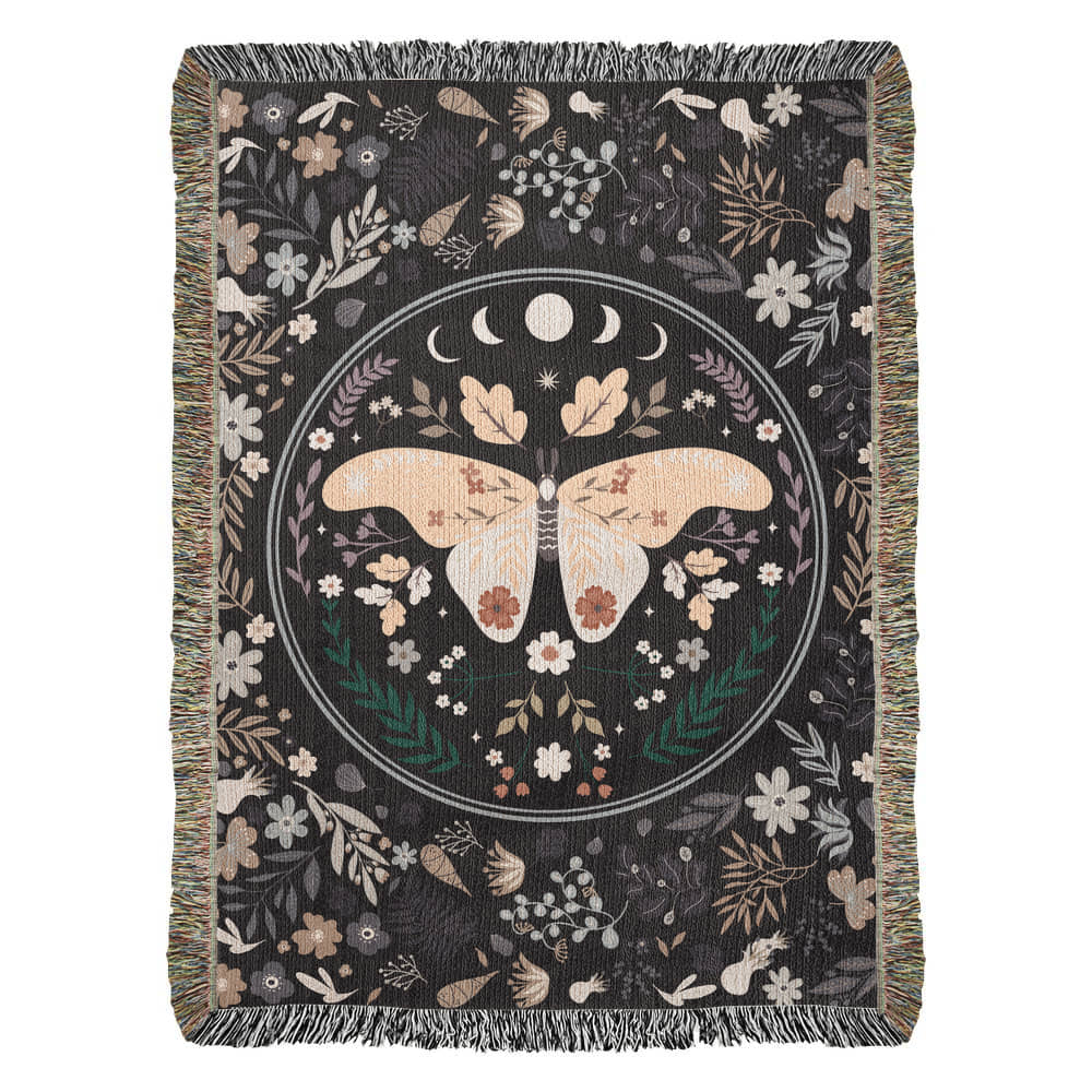 Bohemian Butterfly Woven Cotton Blanket – Cozy Boho Home Décor
