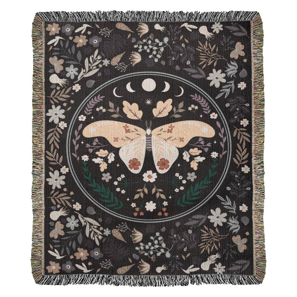 Bohemian Butterfly Woven Cotton Blanket – Cozy Boho Home Décor