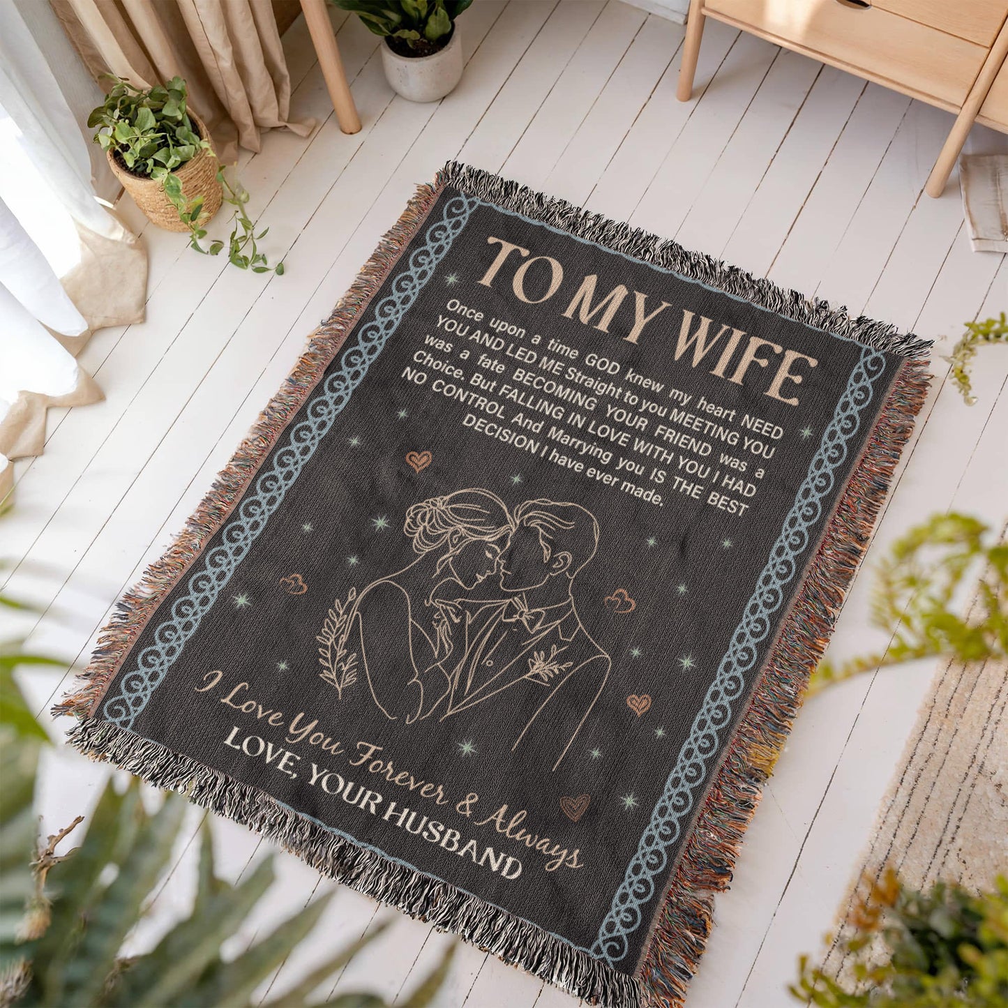 To My Wife – Woven Heirloom Cotton Blanket Gift from Husband