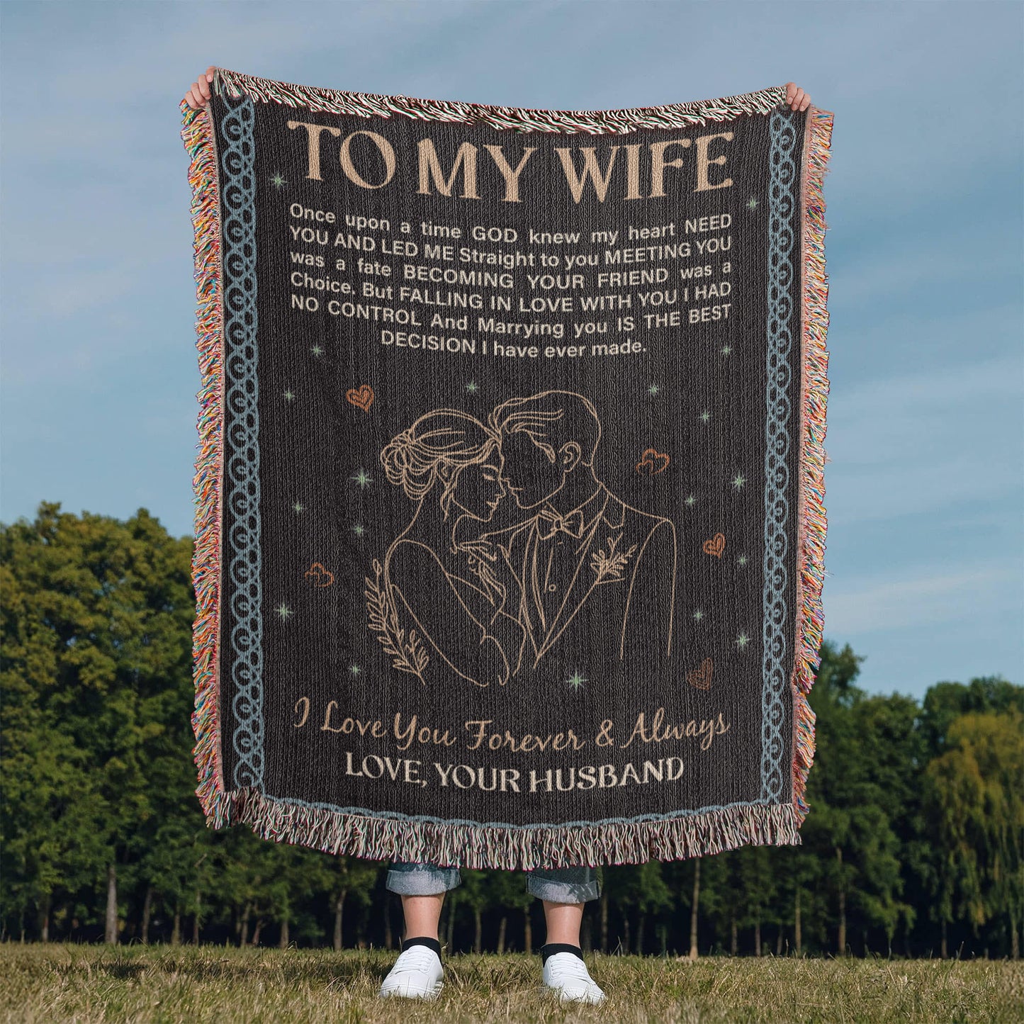 To My Wife – Woven Heirloom Cotton Blanket Gift from Husband
