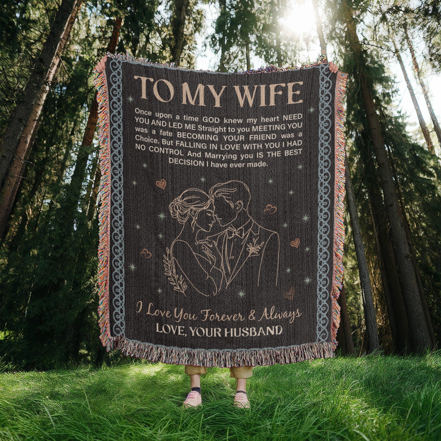 To My Wife – Woven Heirloom Cotton Blanket Gift from Husband