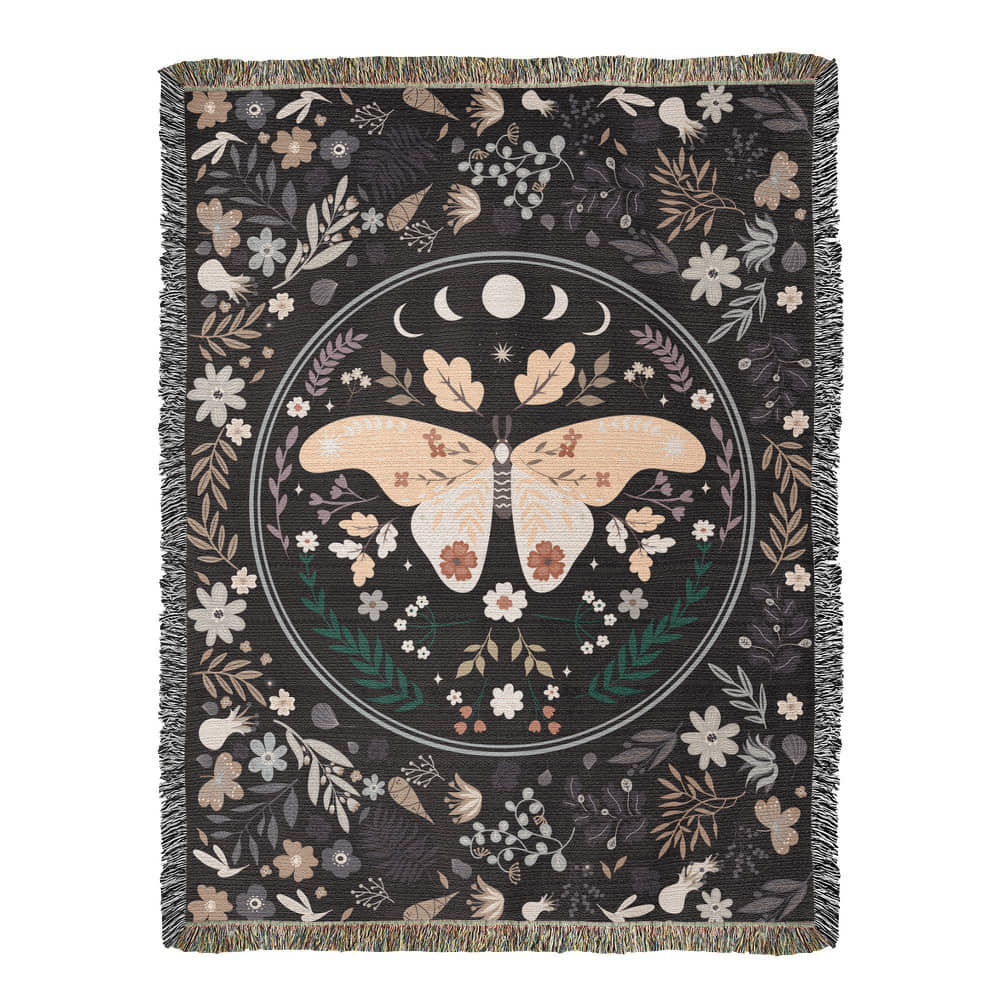 Bohemian Butterfly Woven Cotton Blanket – Cozy Boho Home Décor