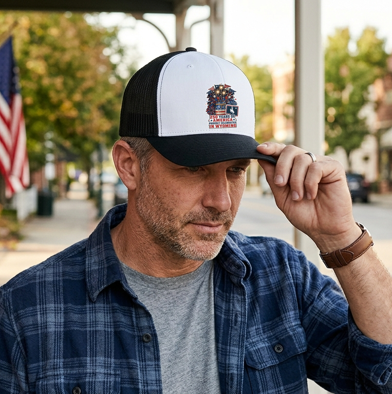 Wyoming America 250 Patriotic 5-Panel Trucker Hat – Western Anniversary State Pride Cap