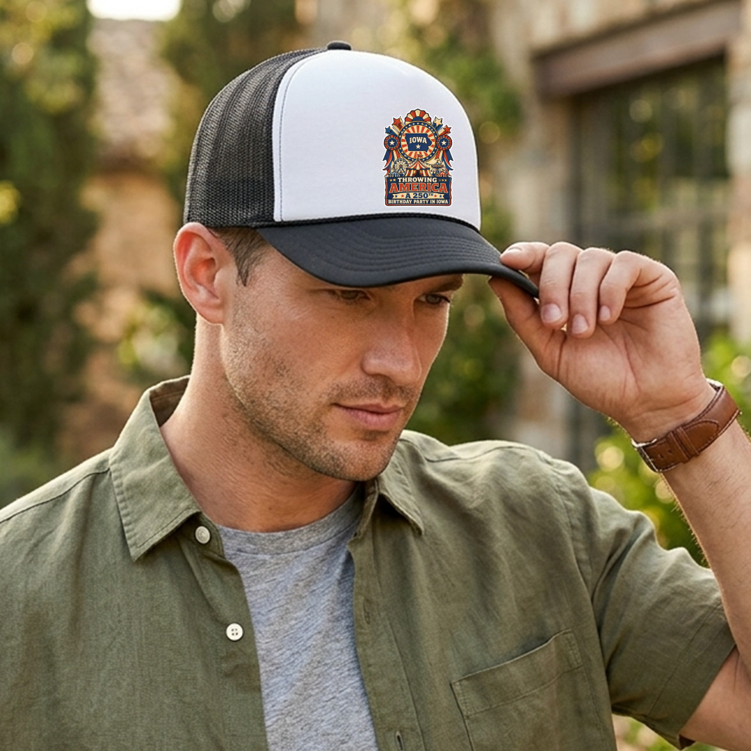 Iowa America 250 Celebration Patriotic 5-Panel Trucker Hat – Birthday Party Anniversary Cap