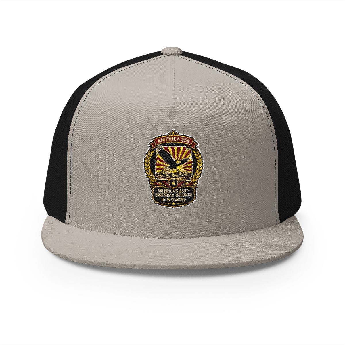 Wyoming America 250 Eagle Patriotic 5-Panel Trucker Hat – Anniversary Gift for Him