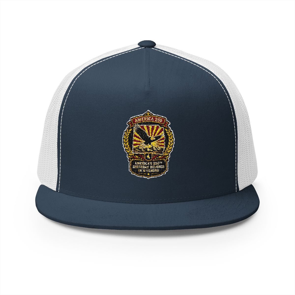 Wyoming America 250 Eagle Patriotic 5-Panel Trucker Hat – Anniversary Gift for Him