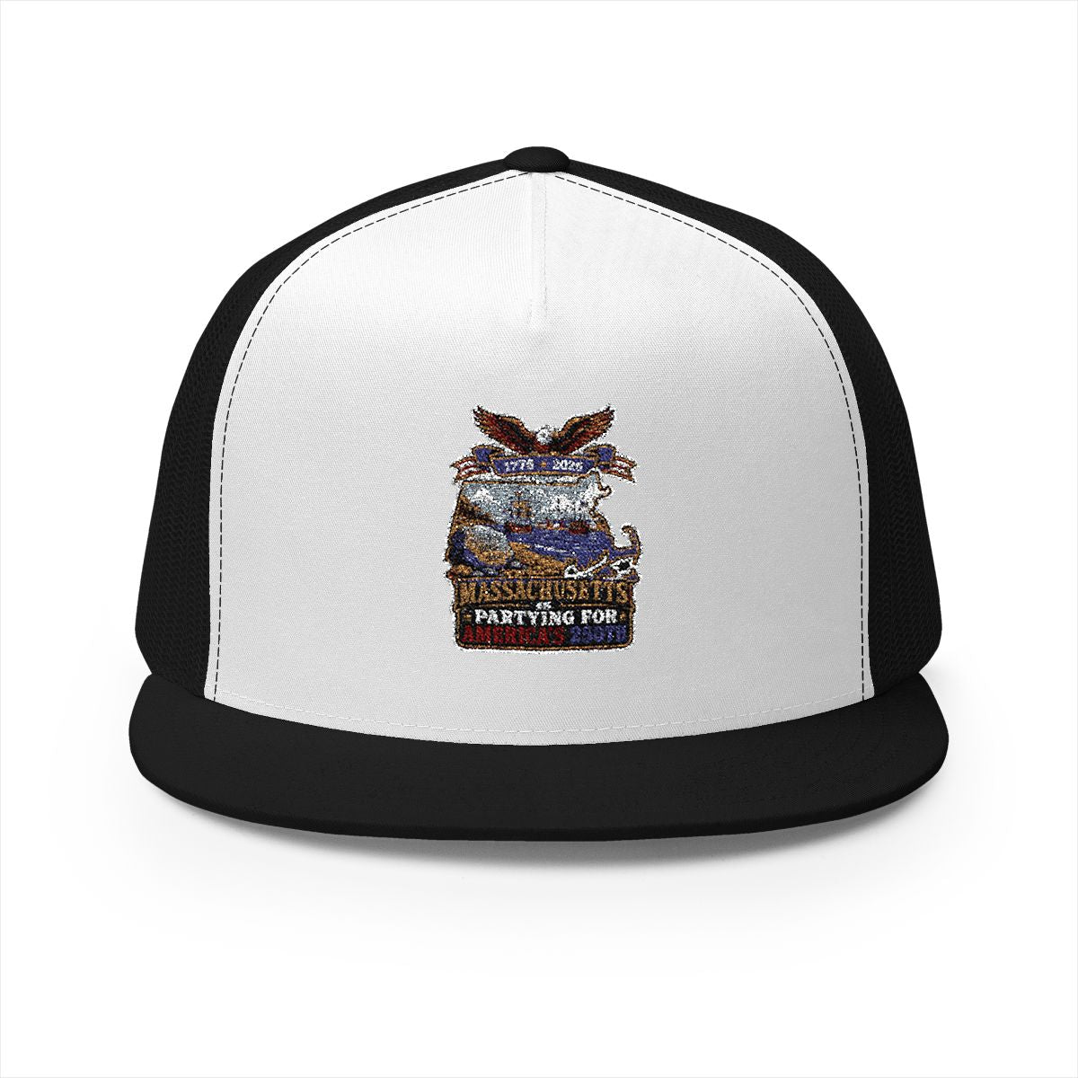 Massachusetts America 250 Plymouth Rock 5-Panel Trucker Hat – Patriotic Anniversary Cap