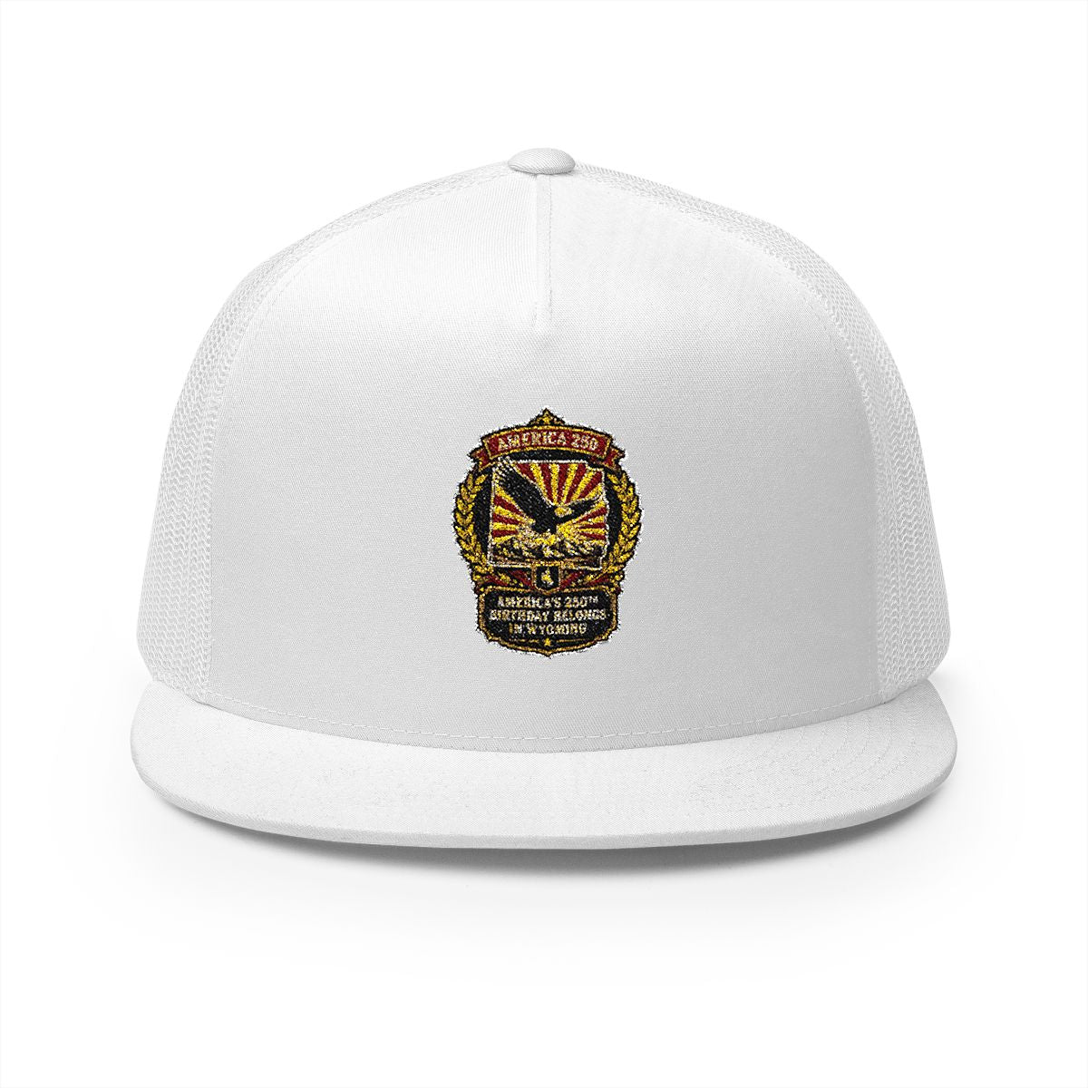 Wyoming America 250 Eagle Patriotic 5-Panel Trucker Hat – Anniversary Gift for Him