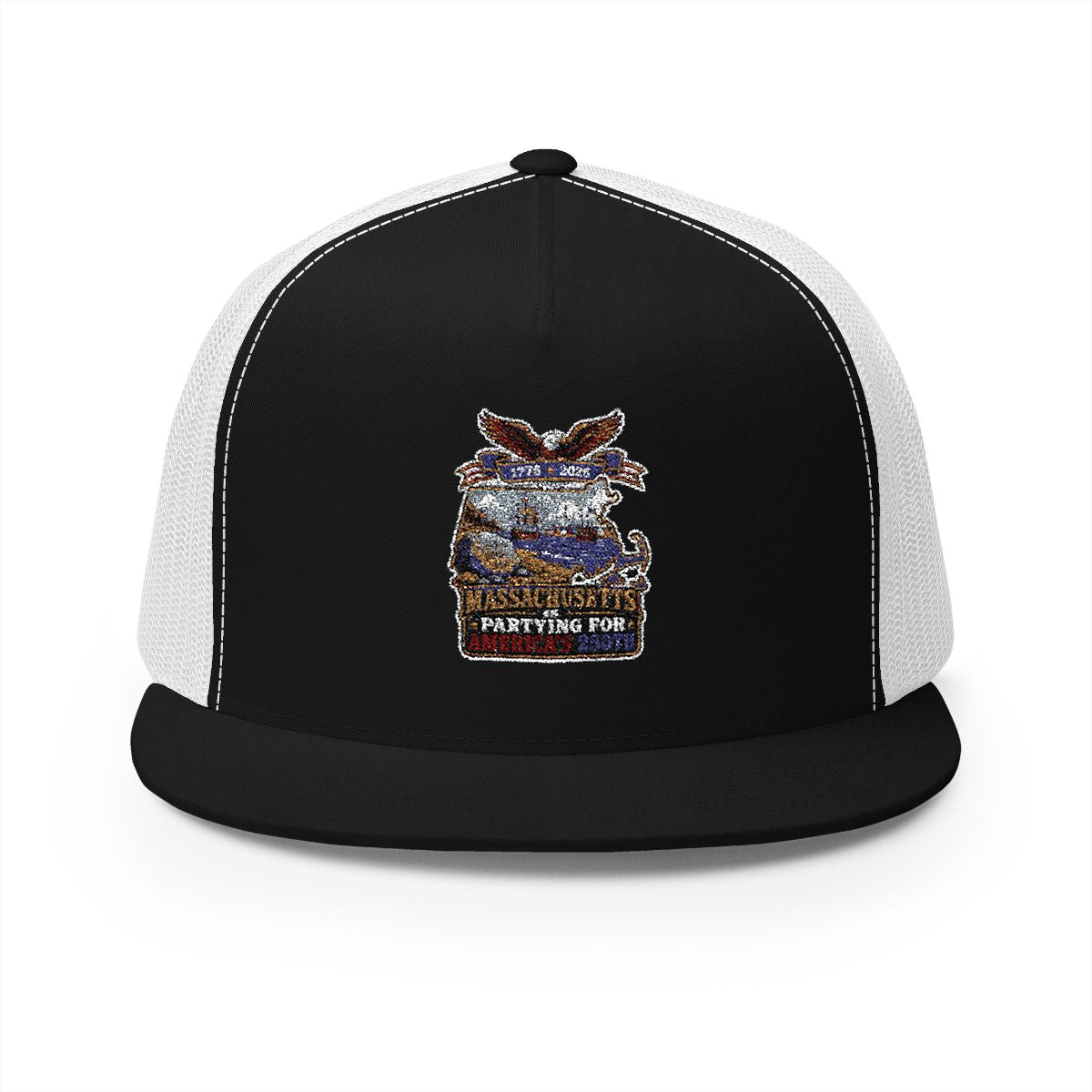 Massachusetts America 250 Plymouth Rock 5-Panel Trucker Hat – Patriotic Anniversary Cap