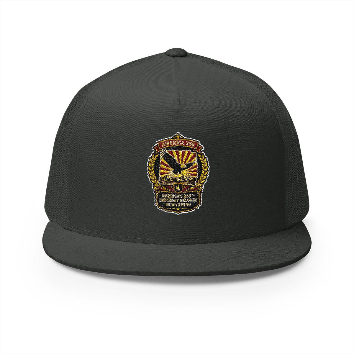 Wyoming America 250 Eagle Patriotic 5-Panel Trucker Hat – Anniversary Gift for Him