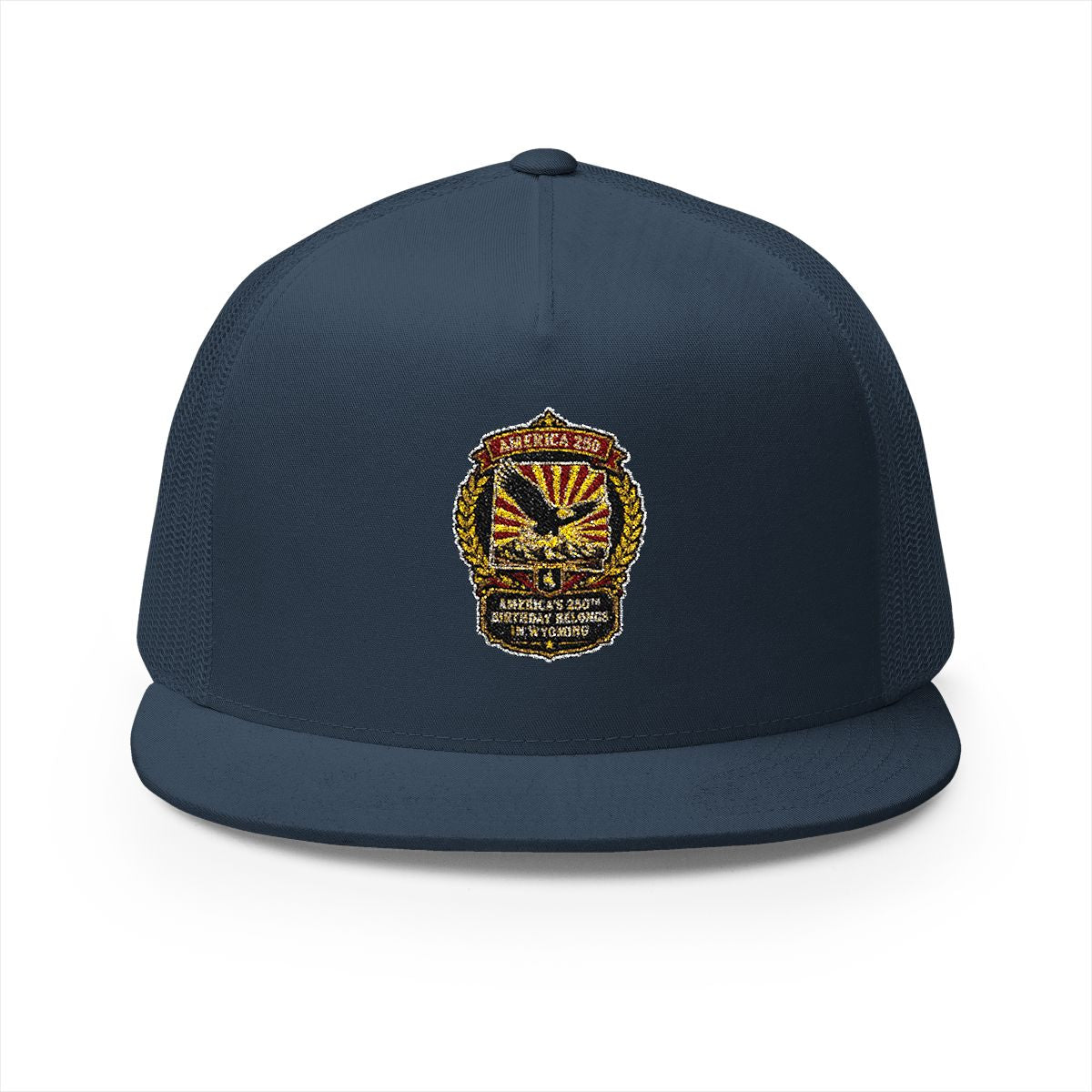 Wyoming America 250 Eagle Patriotic 5-Panel Trucker Hat – Anniversary Gift for Him