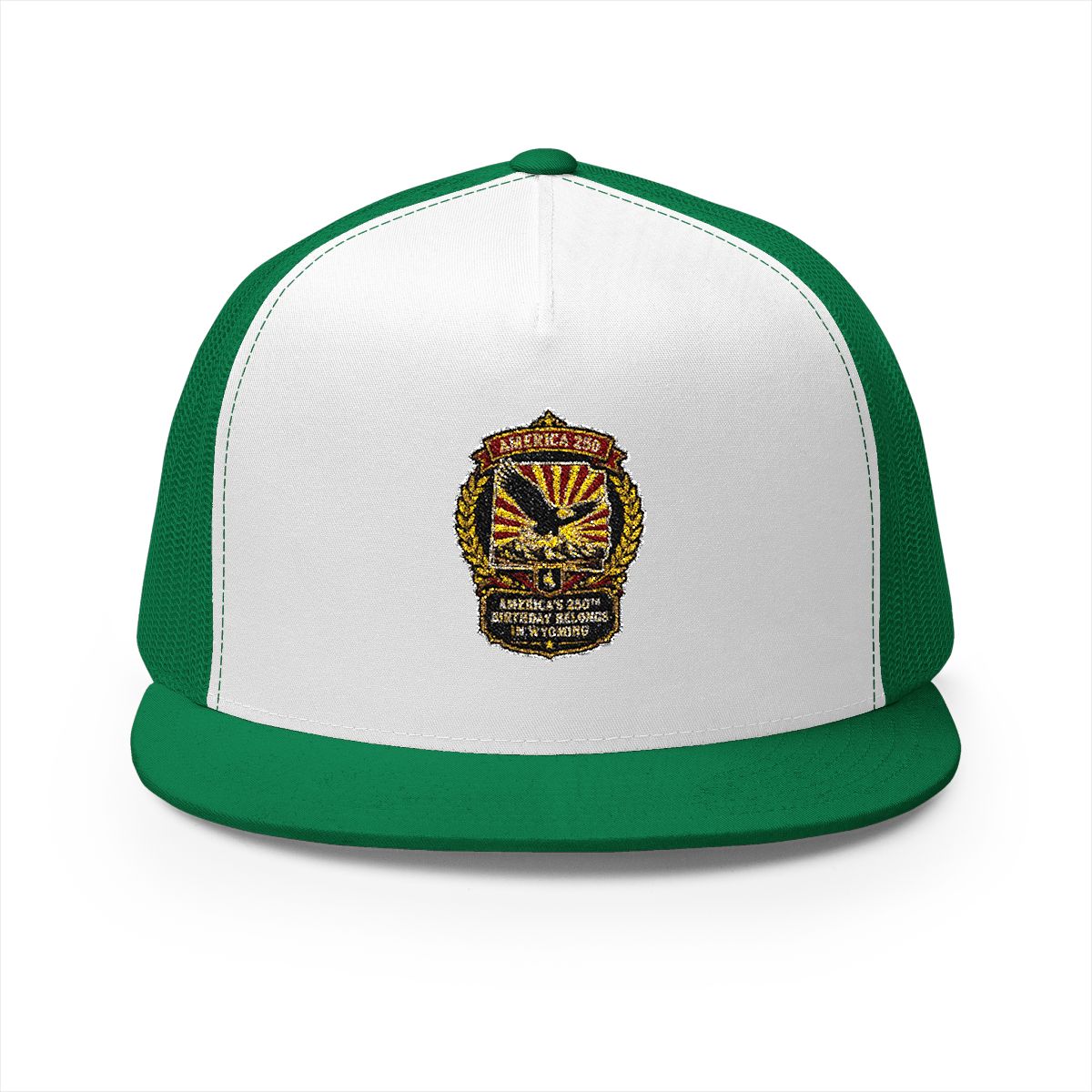 Wyoming America 250 Eagle Patriotic 5-Panel Trucker Hat – Anniversary Gift for Him