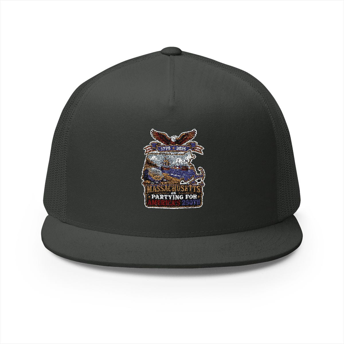 Massachusetts America 250 Plymouth Rock 5-Panel Trucker Hat – Patriotic Anniversary Cap