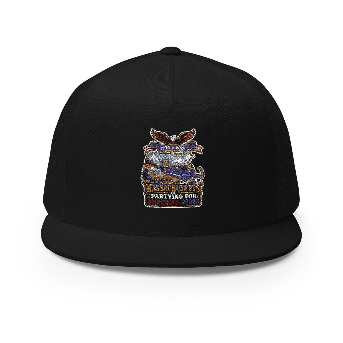 Massachusetts America 250 Plymouth Rock 5-Panel Trucker Hat – Patriotic Anniversary Cap