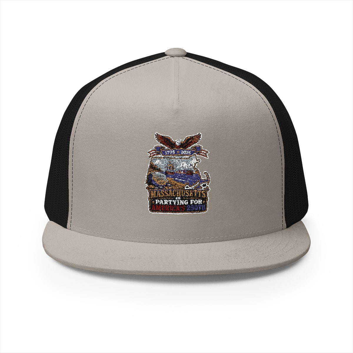 Massachusetts America 250 Plymouth Rock 5-Panel Trucker Hat – Patriotic Anniversary Cap