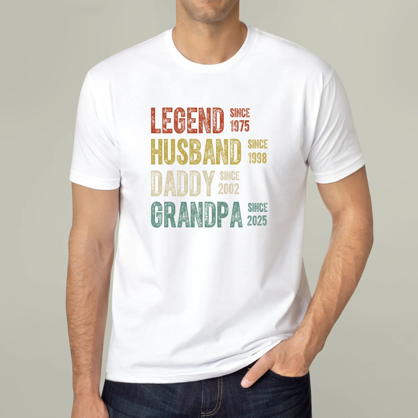 🎉 Legend. Husband. Daddy. Grandpa. — Personalized Milestone T-Shirt