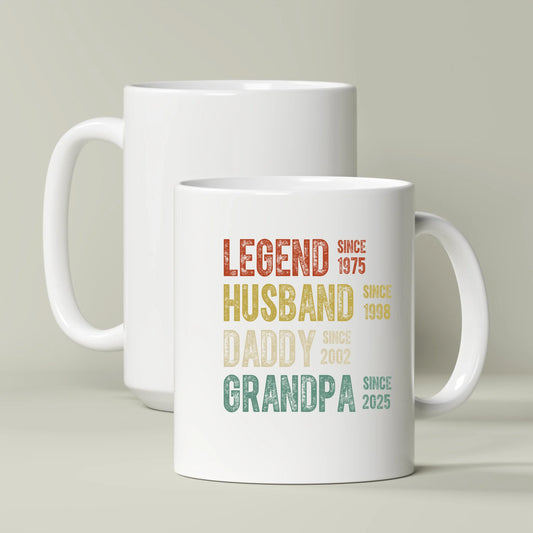 ☕ Legend. Husband. Daddy. Grandpa. — Personalized Milestone Mug (11oz & 15oz)