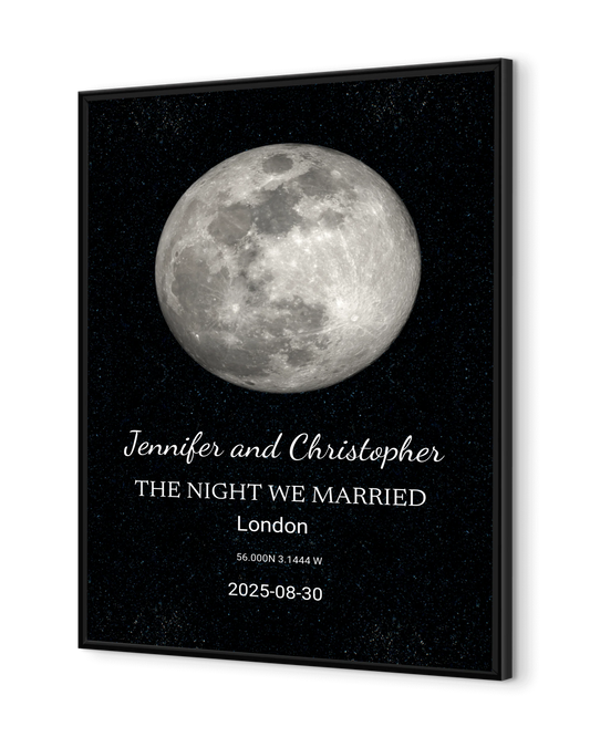 “The Night We Married” – Personalized Moon Phase Framed (or Unframed) Poster
