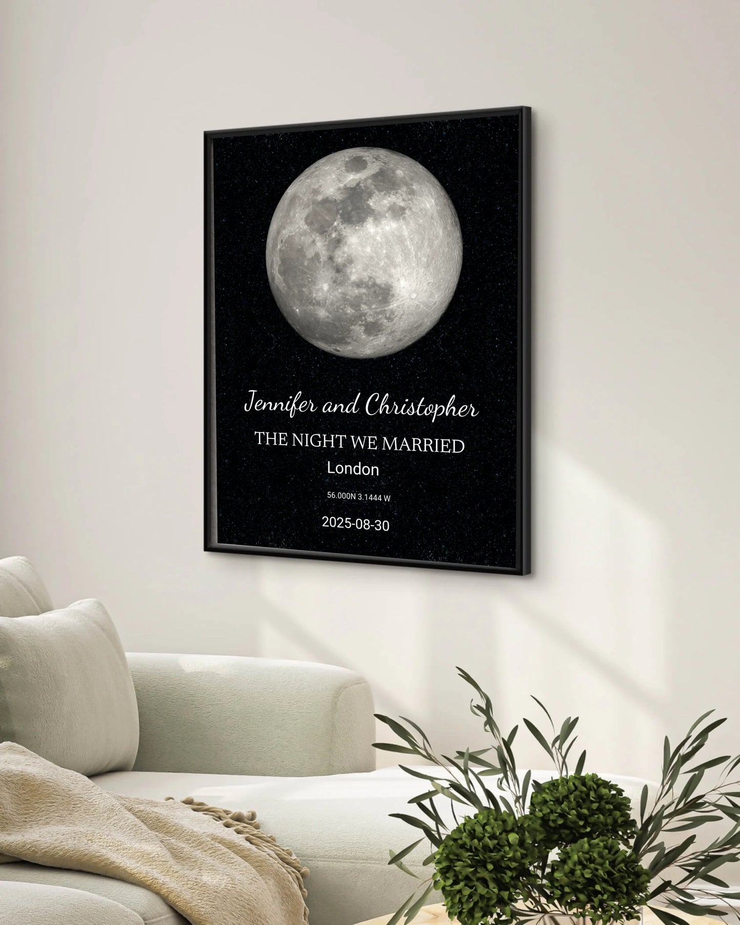 “The Night We Married” – Personalized Moon Phase Framed (or Unframed) Poster