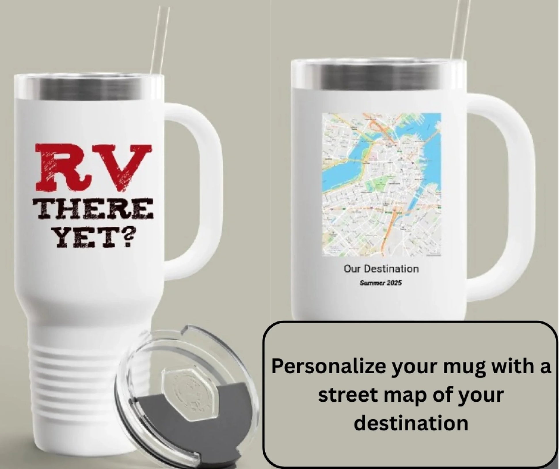 Personalize your mug with a street map of your destination.