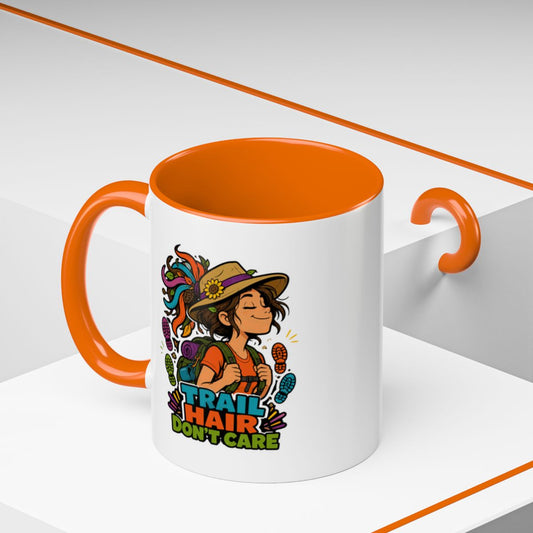 Trail Hair Don't Care Mug | Funny Hiking Mug | Camping Coffee Cup | Gift for Hiker | Nature Lover Mug | Backpacking Gift | Women's Outdoor Mug