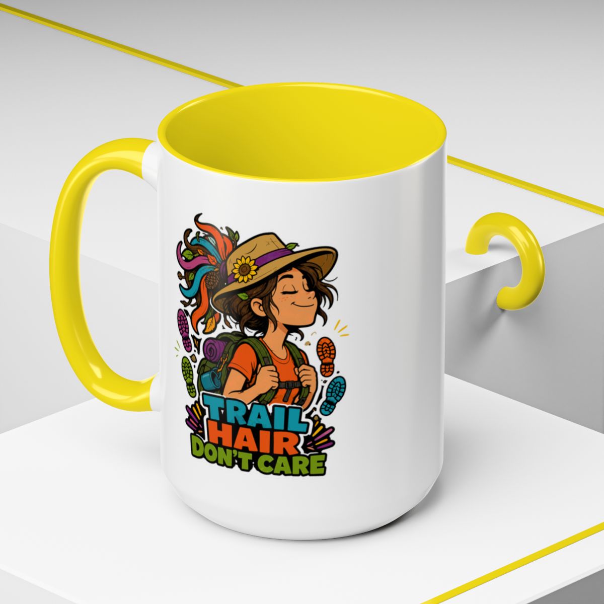 Trail Hair Don't Care Mug | Funny Hiking Mug | Camping Coffee Cup | Gift for Hiker | Nature Lover Mug | Backpacking Gift | Women's Outdoor Mug