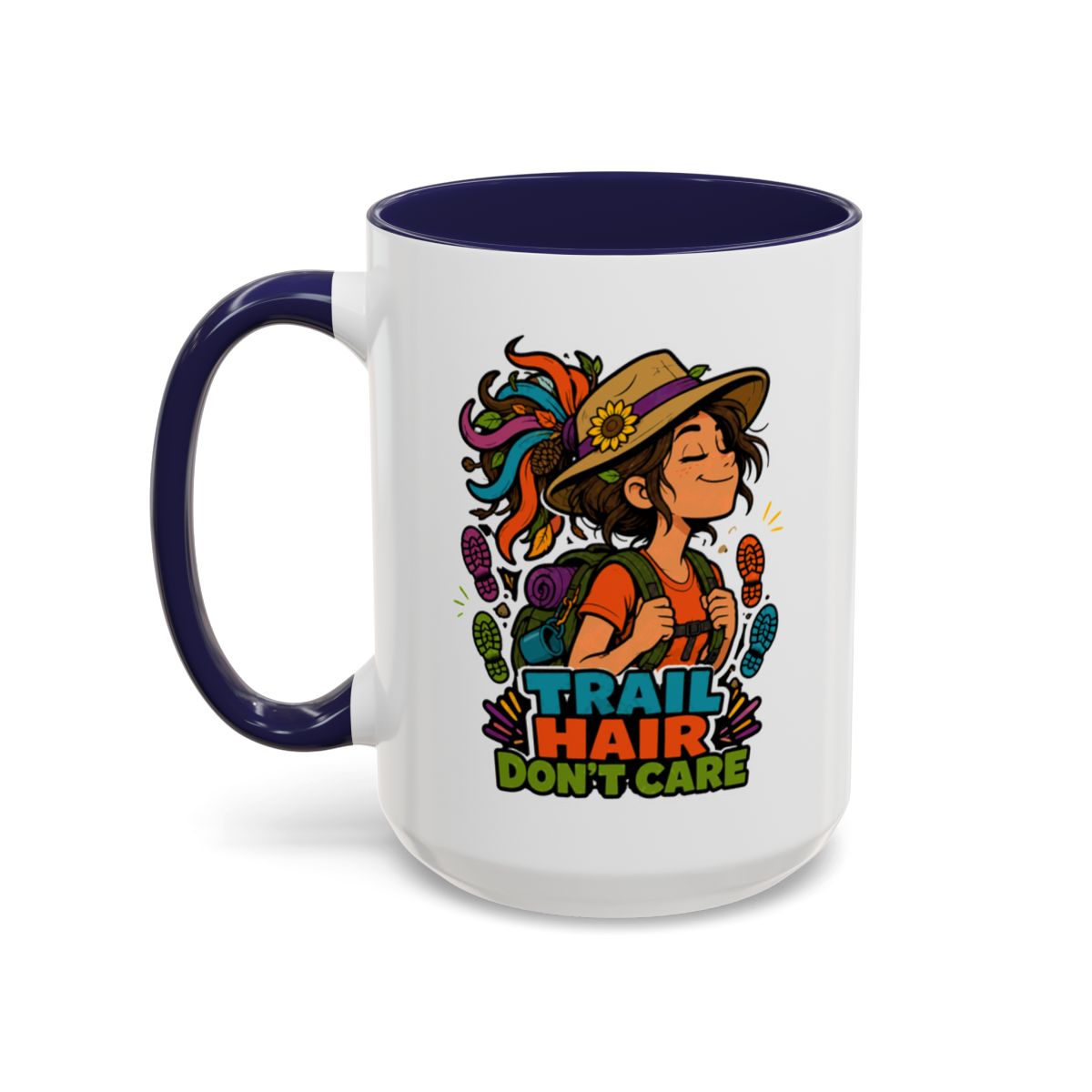 Trail Hair Don't Care Mug | Funny Hiking Mug | Camping Coffee Cup | Gift for Hiker | Nature Lover Mug | Backpacking Gift | Women's Outdoor Mug